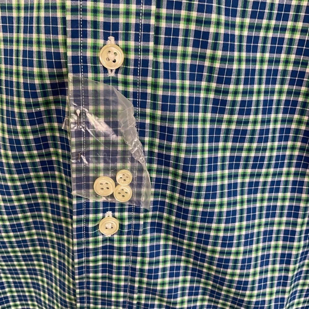 NEW Polo by Ralph Lauren Classic Fit Long Sleeve Blue Green Check Shirt XXL